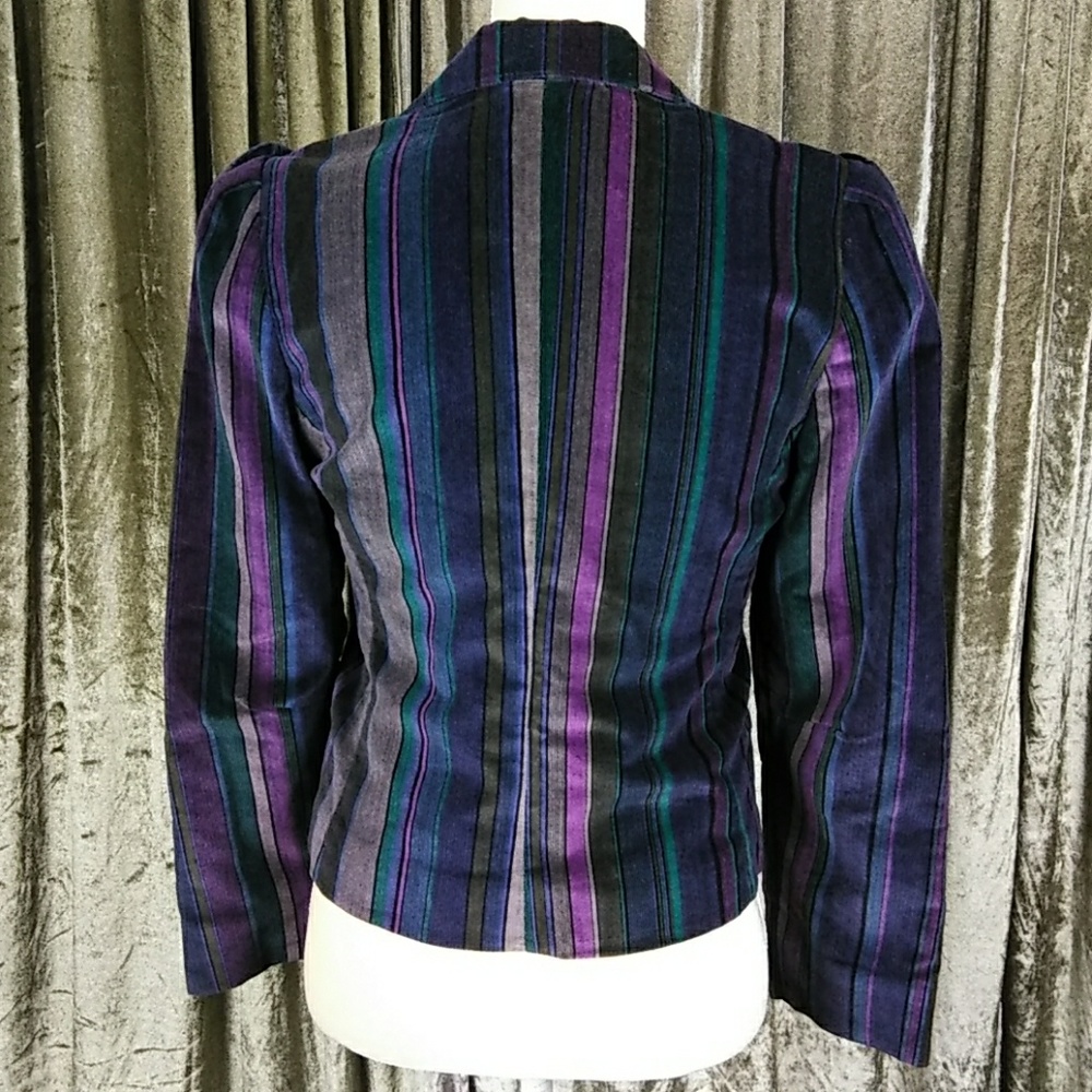 Vintage Striped Velvet Blazer – Size 7 - Picture 5 of 15